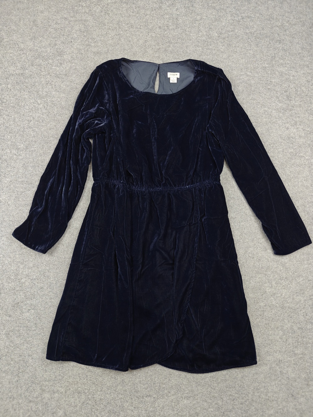J.CREW Dress Womens 8 Blue Velvet Knee Length Long Sleeve Lined Fit & Flare